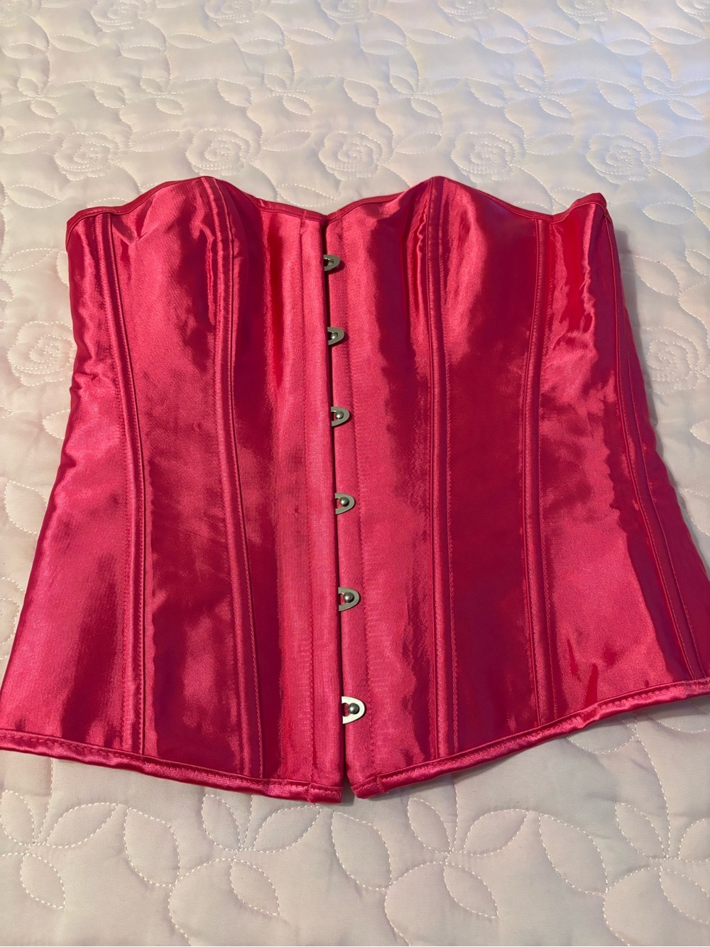 Strapless Satin Corset Top - Hot Pink